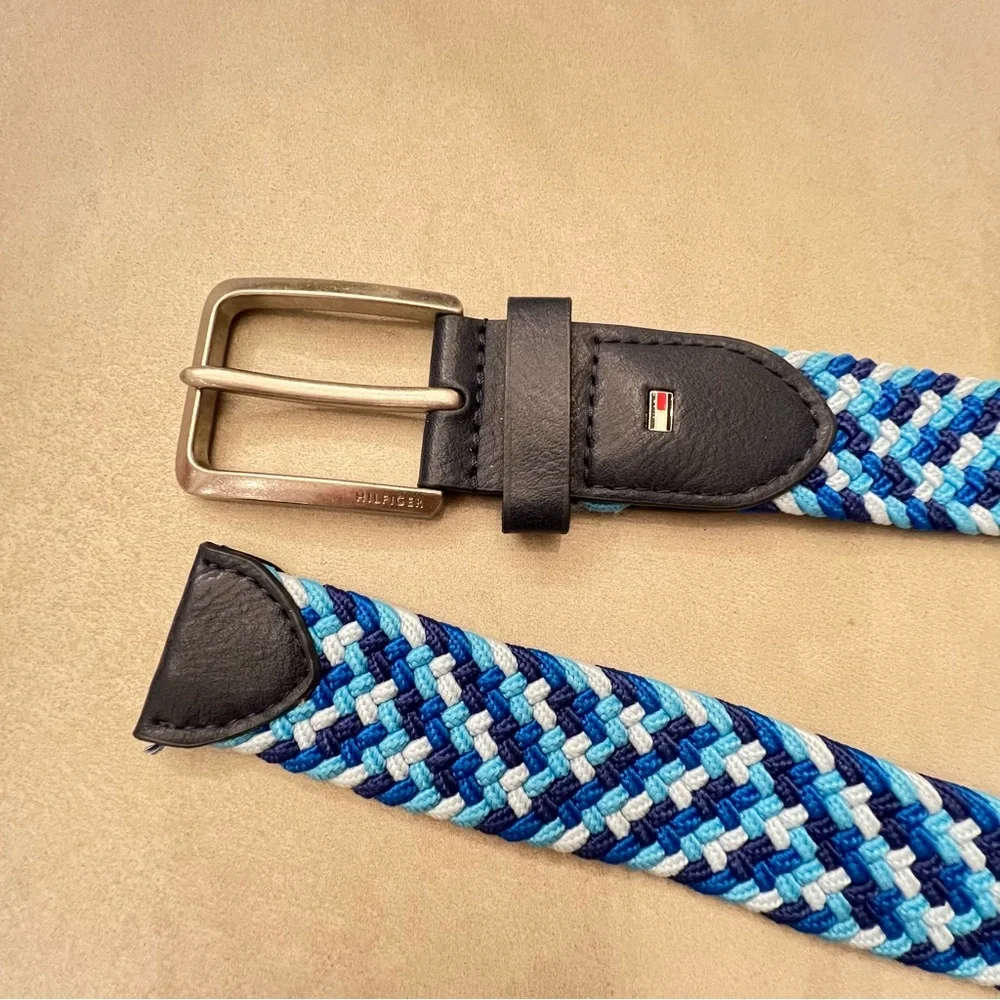 TOMMY HILFIGER Elastic Braided Belt Blue 34-35”